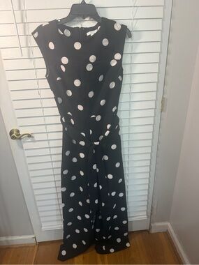 New York & Company Black Polka Dot Jumpsuit